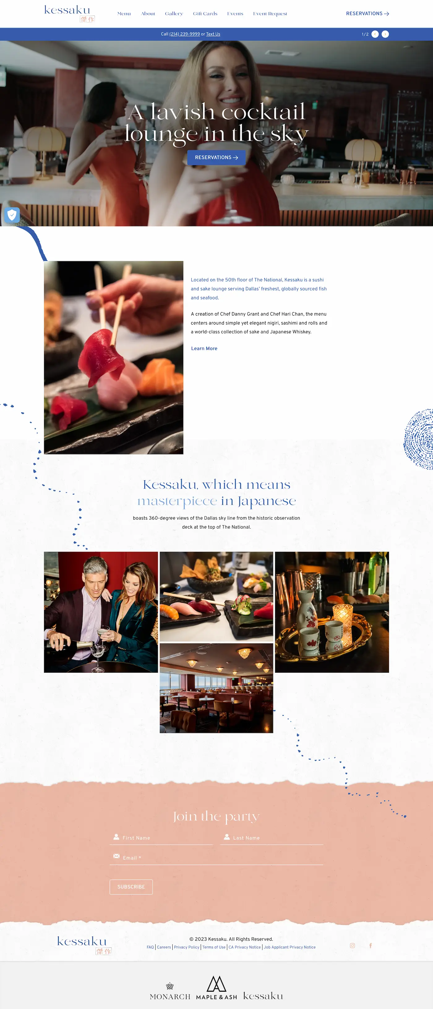 Kessaku Restaurants Homepage