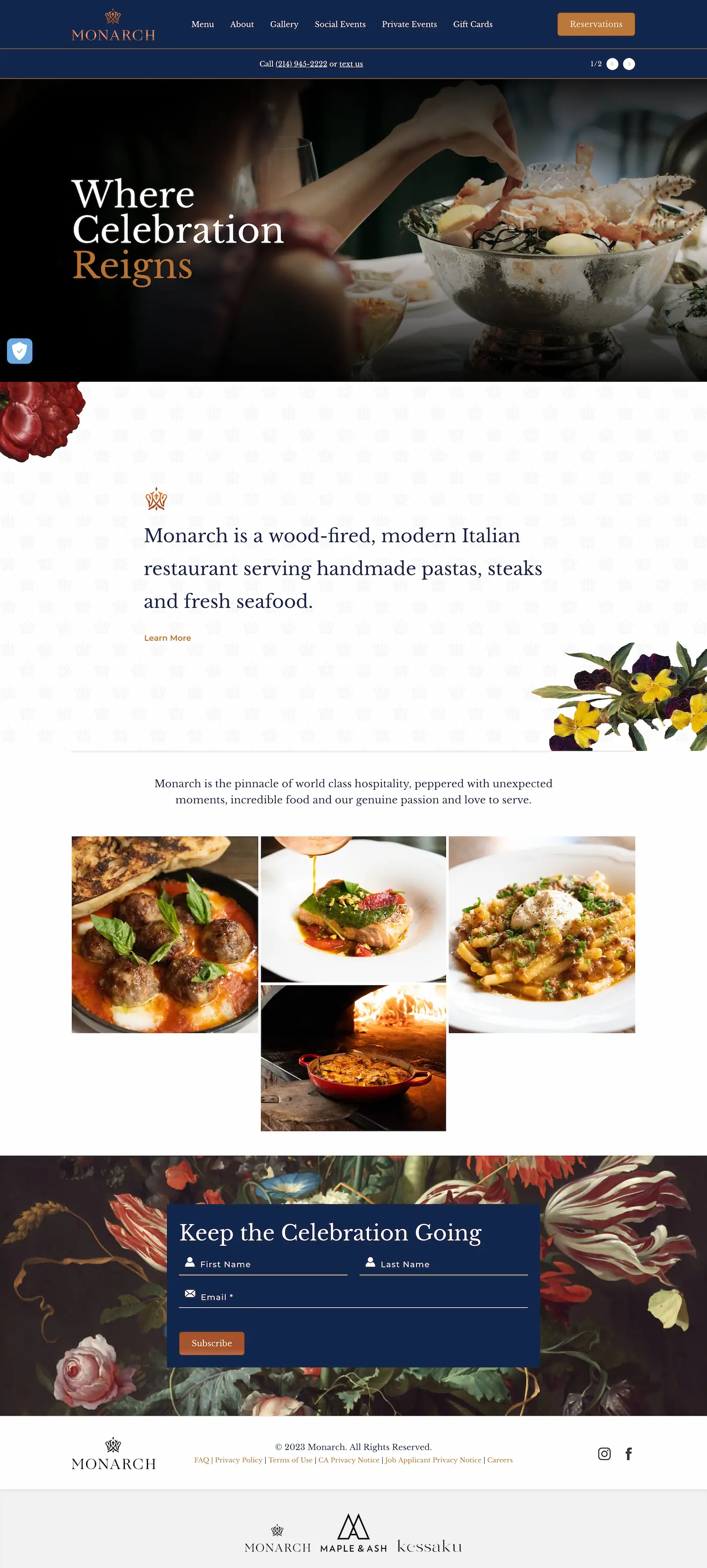 Monarch Restaurants Homepage