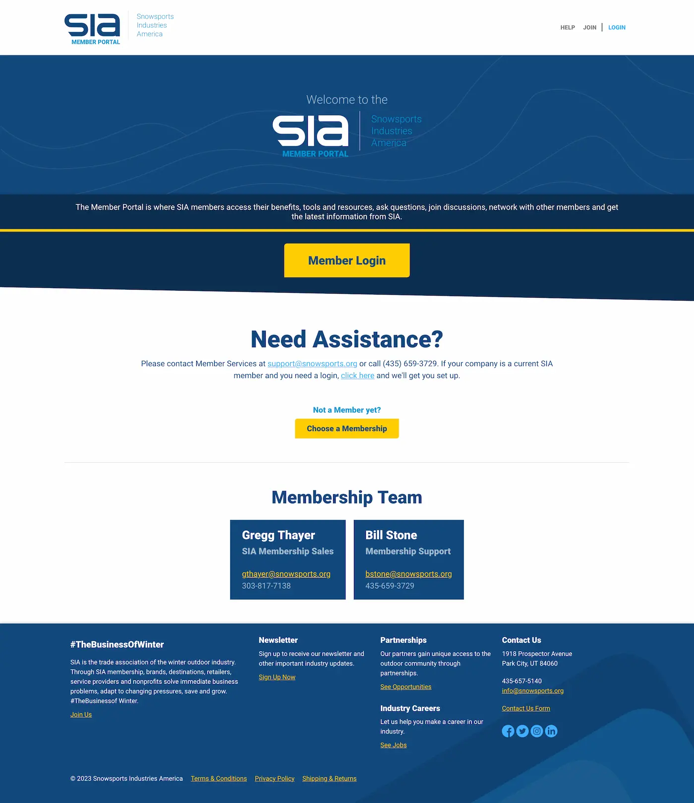 Snowsports Industries America Member Portal Homepage